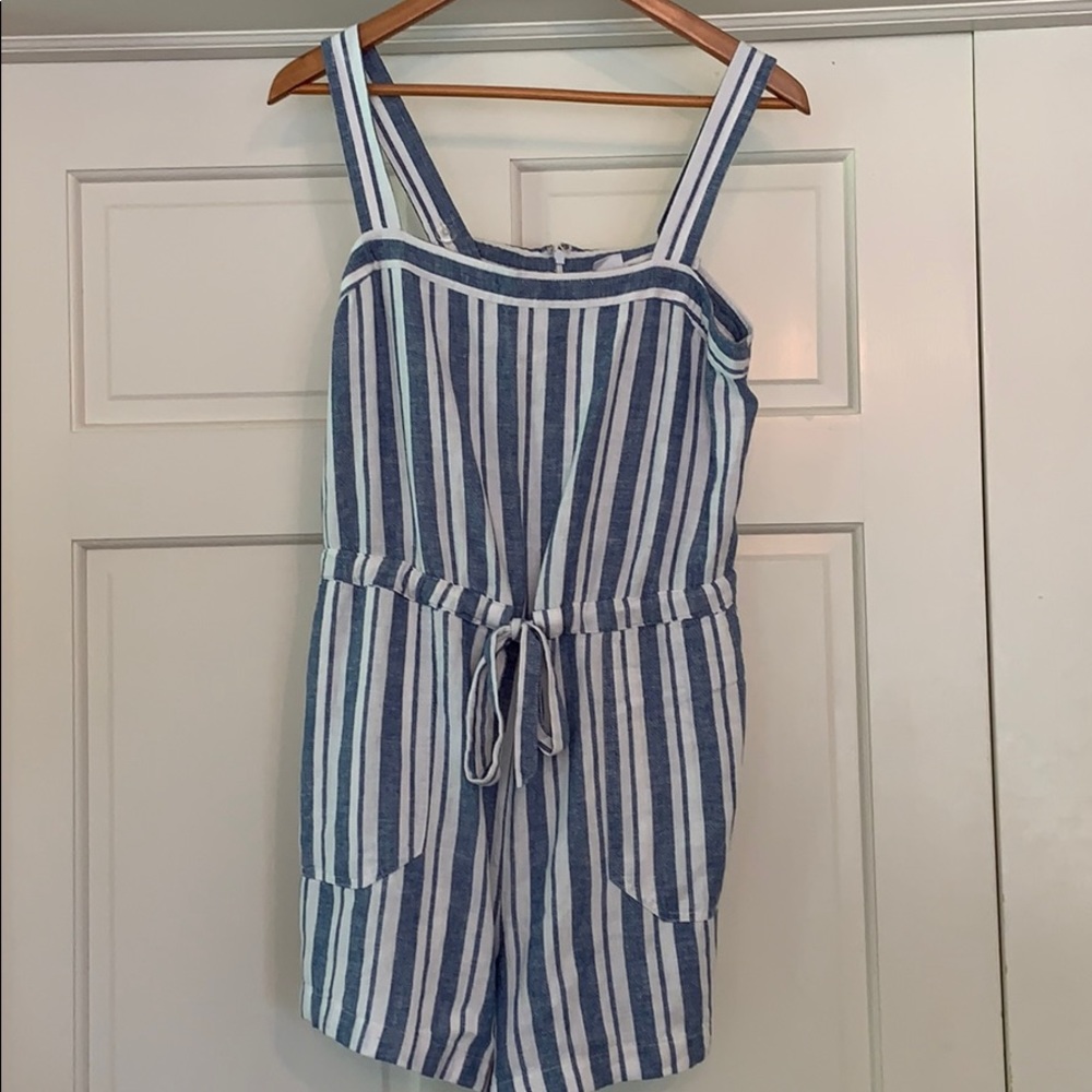 Gap Linen Blue stripe romper
